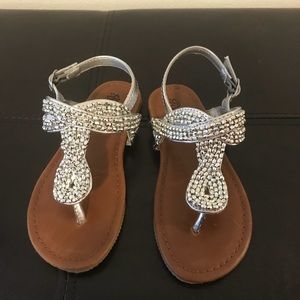 Silver beaded sandals